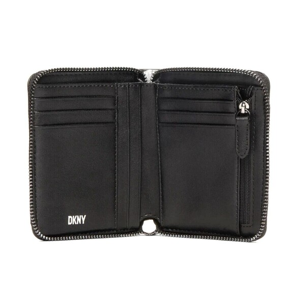 New DKNY Boxed Small Zip Around Wallet Metallic Silver - Picture 2 of 4